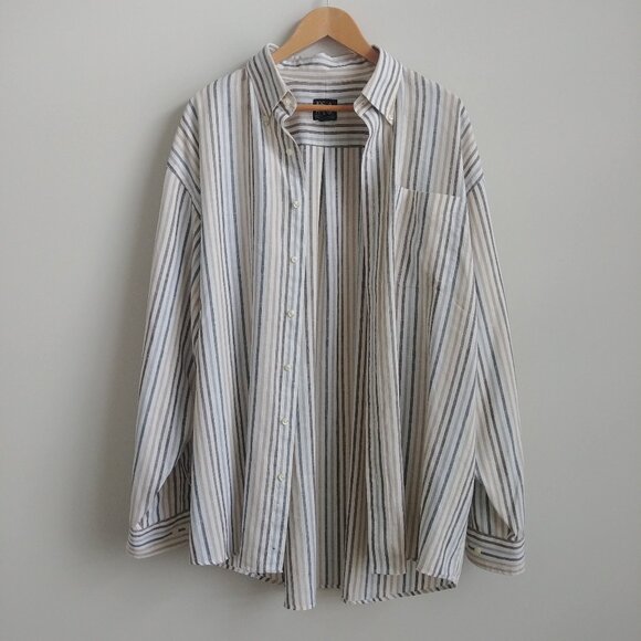 Jos A Bank 100% heavy linen striped button down Mens shirt - Picture 1 of 16